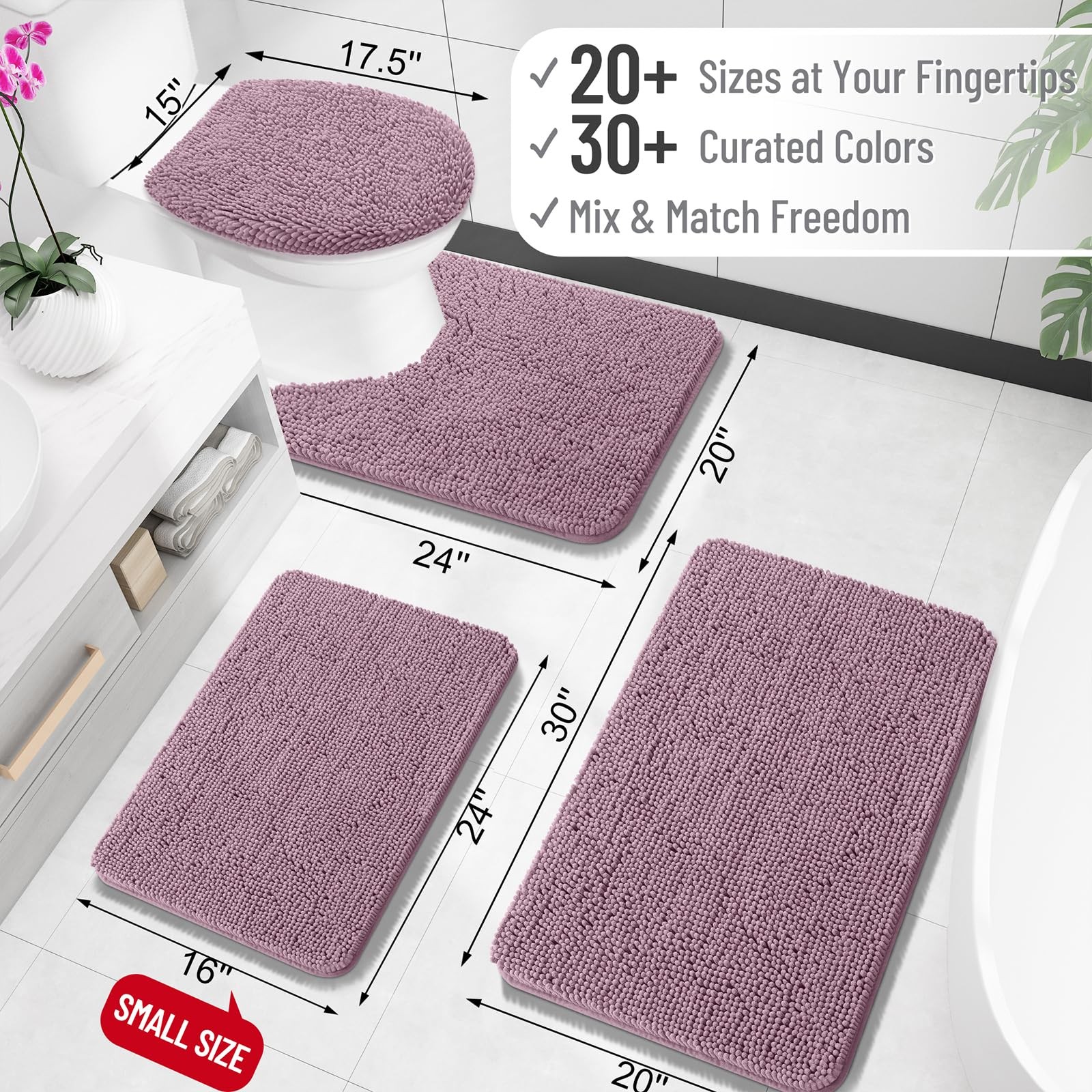 OLANLY Large Bathroom Rugs 40x32, Extra Soft Absorbent 40" X 32", Deep Plum gallery