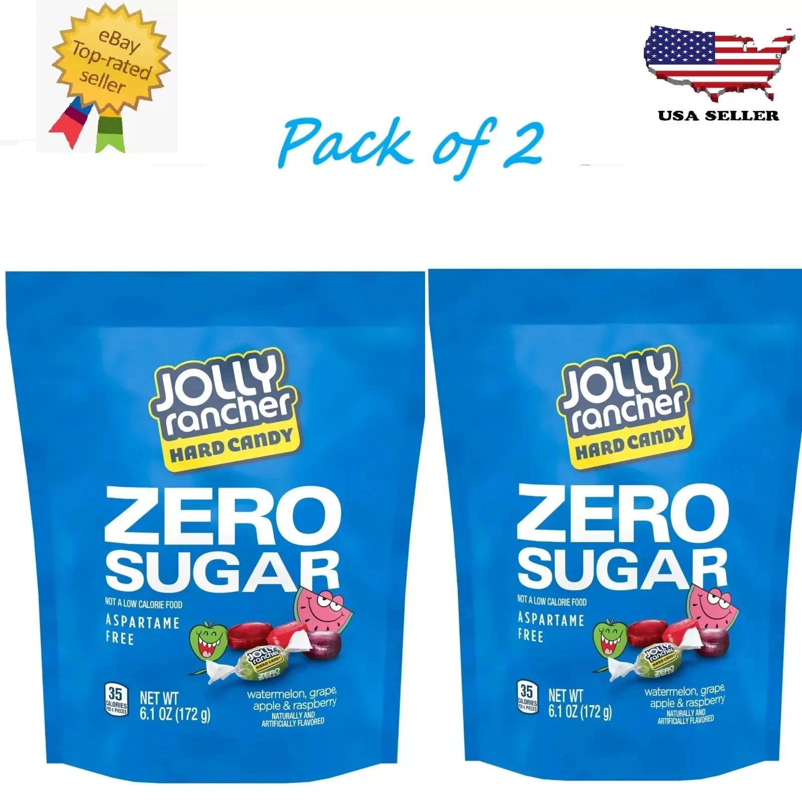 New Jolly Rancher Zero Sugar Assorted Fruit Flavored Hard Candy 6.1 oz Pack of 2 gallery