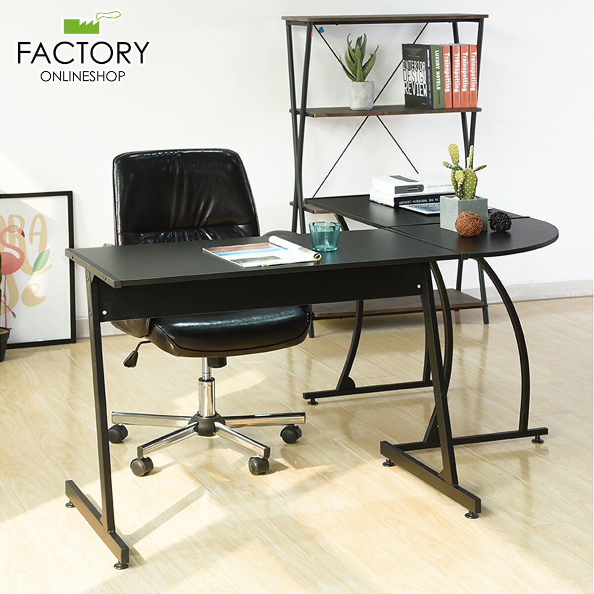 L-Shaped Corner Desk Computer Gaming Laptop PC Table Workstation Home Office gallery