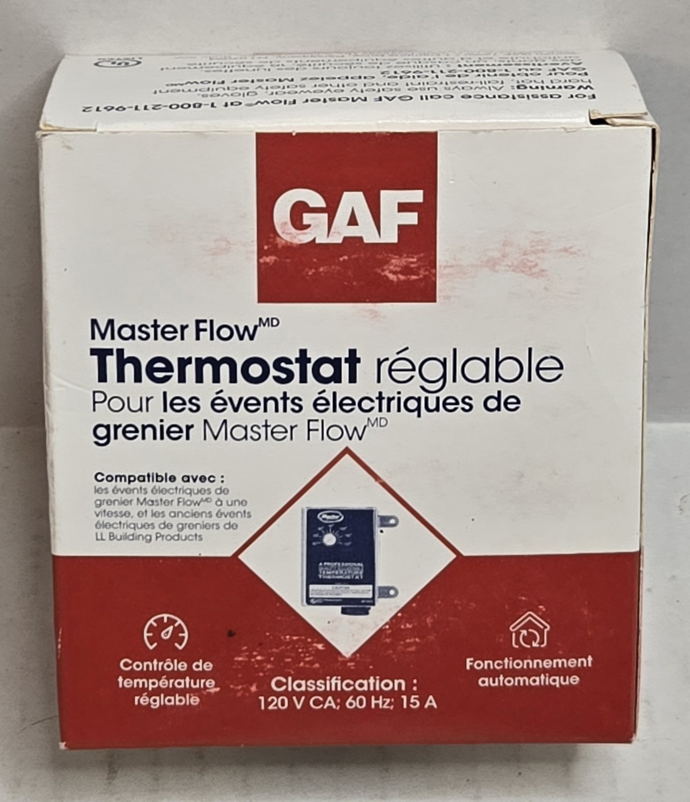 GAF Master Flow PT-6 Adjustable Thermostat For Power Attic Vents- New In Box gallery