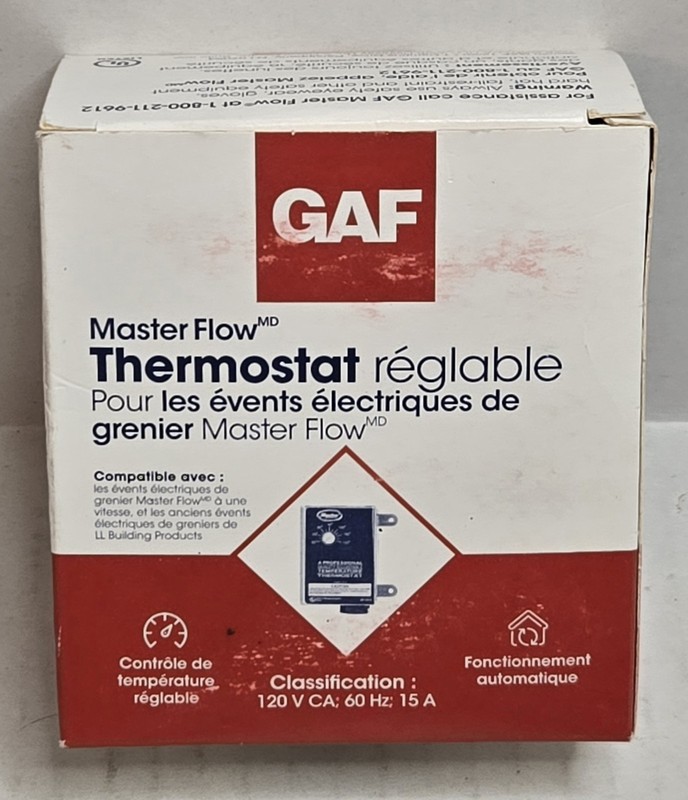 GAF Master Flow PT-6 Adjustable Thermostat For Power Attic Vents- New In Box gallery