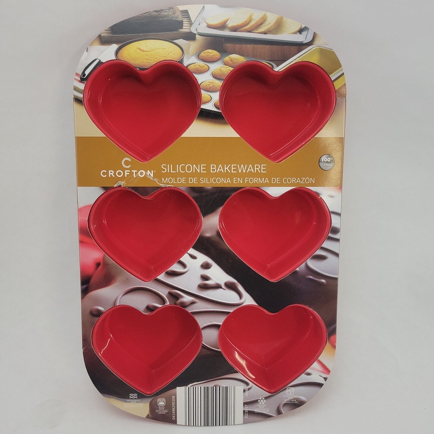 Crofton Silicone Bakeware, Heart-Shaped 6 Cake Pan 100 FDA Approved Silicon gallery