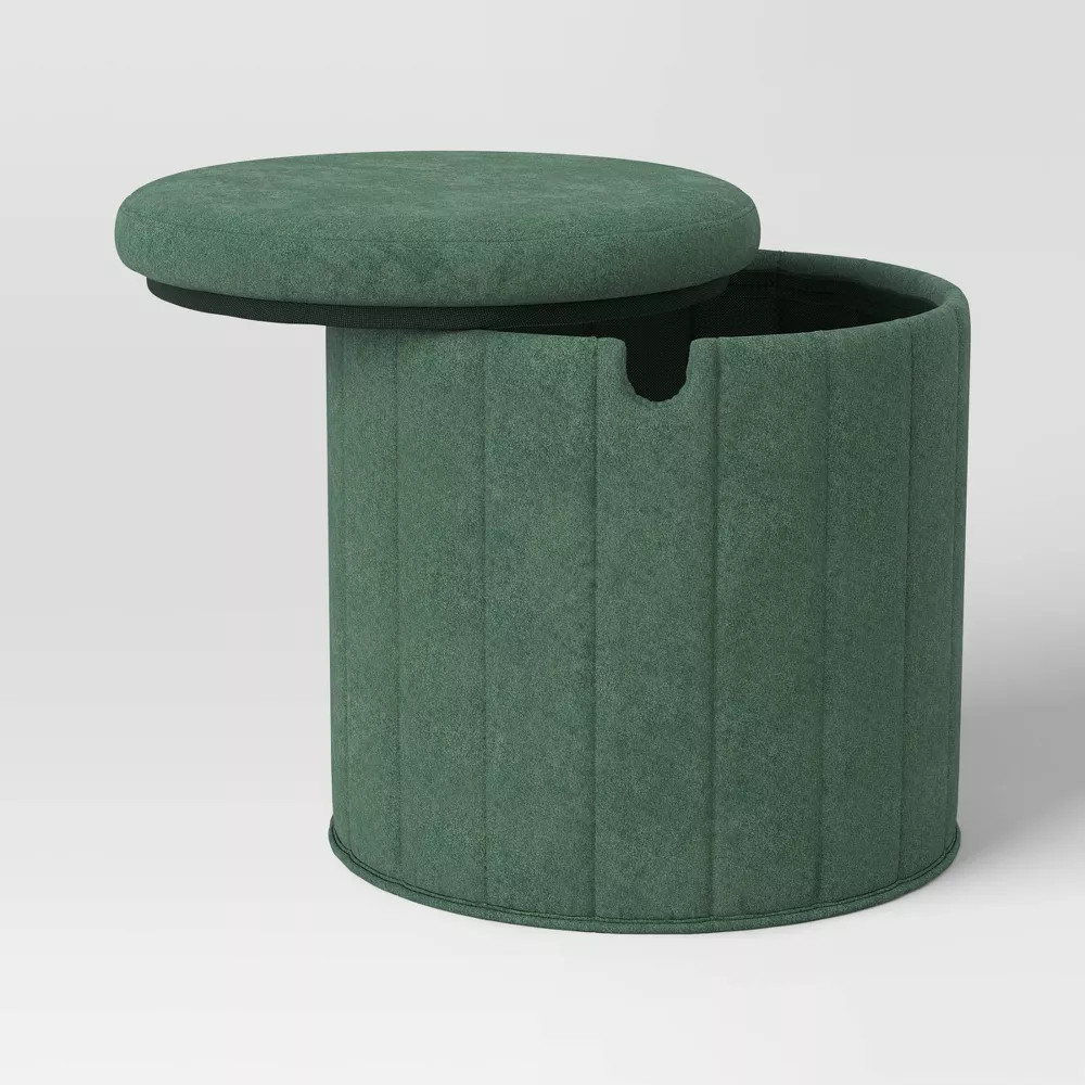 Folding Round Storage Ottoman Green - Room Essentials gallery