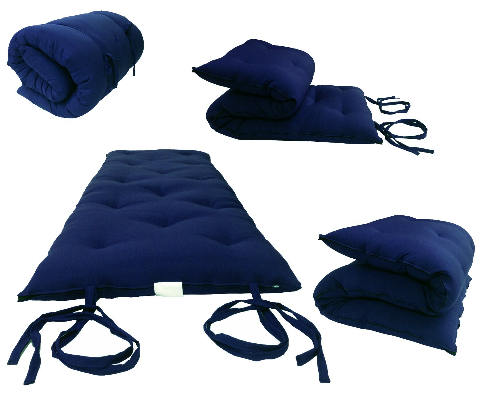 Twin Size Floor Rolling Futon Mattresses, Sleepover Cotton Pads 3x39x80 Navy gallery
