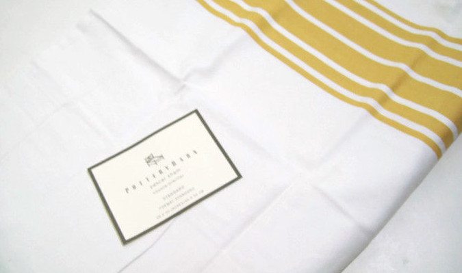 Pottery Barn Straw Yellow Pascal Stripe Standard Pillow Cover Sham New gallery