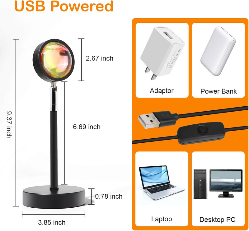 Sunset Lamp Projector, Rainbow Projection Led Lights with Remote, 16 Colors Mult gallery