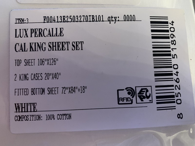 FRETTE LUXURY PERCALE CAL KING 4 PC SHEET SET WHITE NEW WITH TAGS gallery