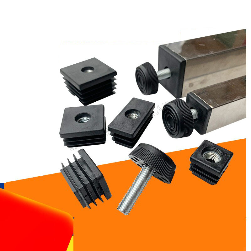 Square Threaded Tube Inserts - M6 M8 M10 Plastic Tube Pipe Black, Box Section gallery