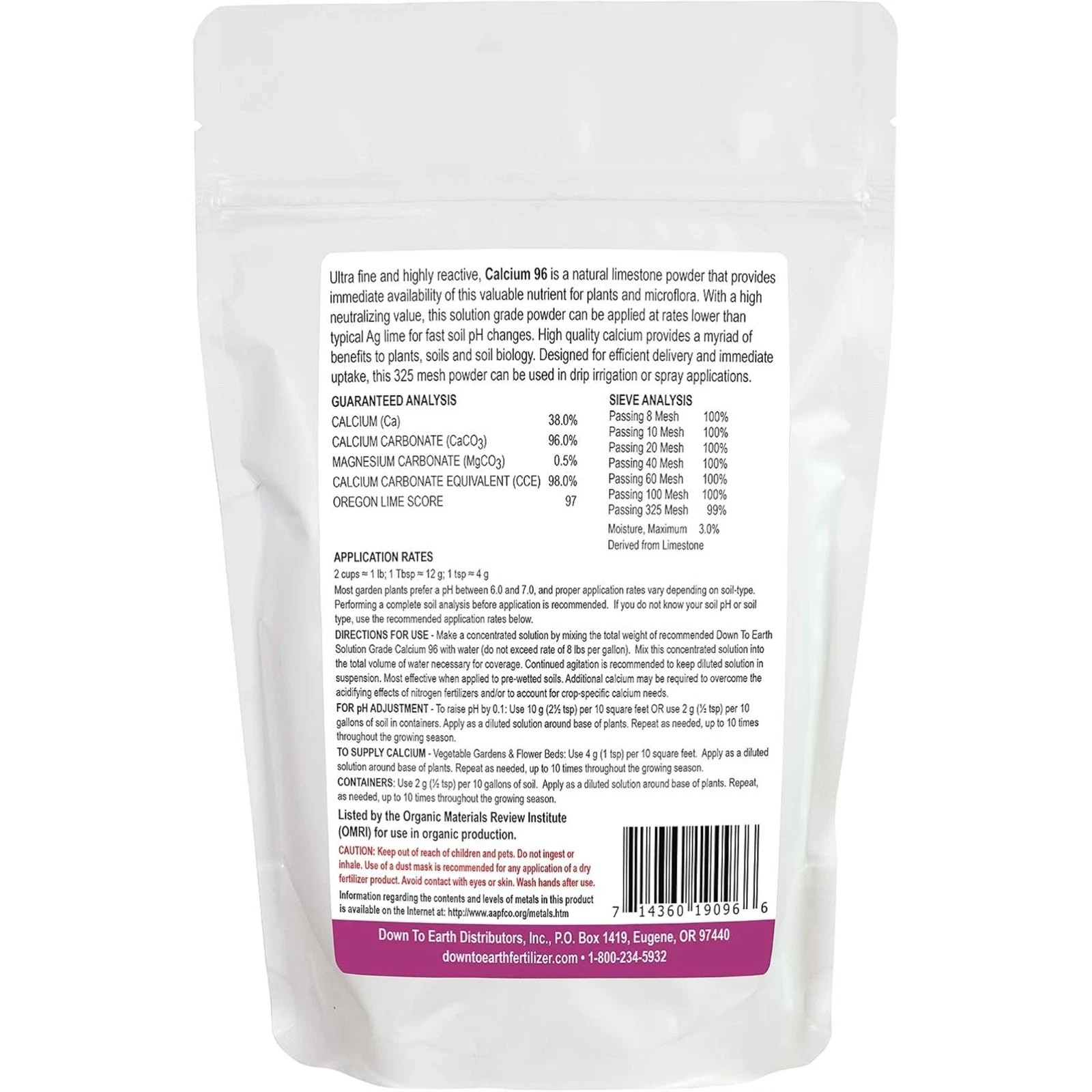 Down to Earth Calcium 96 - 1lb gallery
