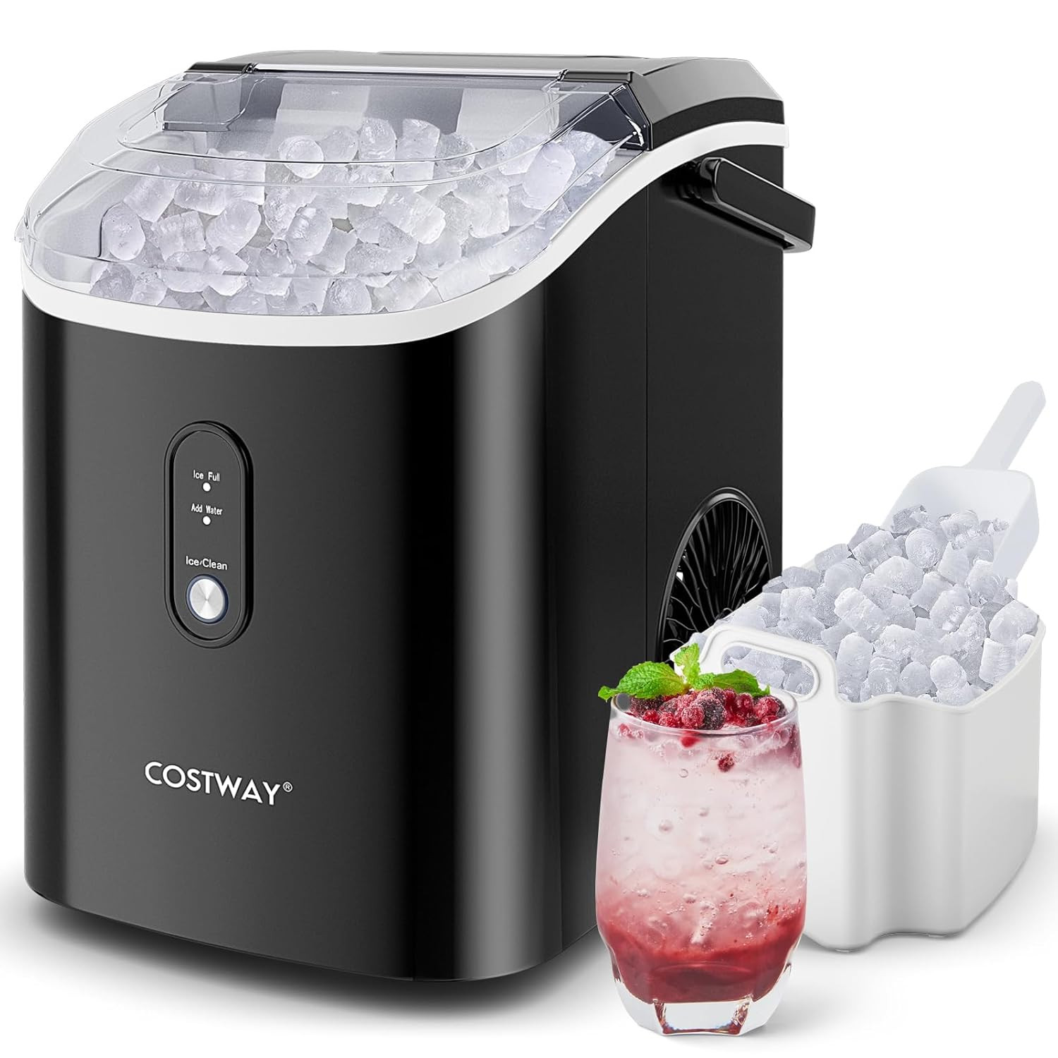 Nugget Ice Maker - 34Lbs/24H, Soft Chewable Ice, Self-Cleaning, Black Finish gallery
