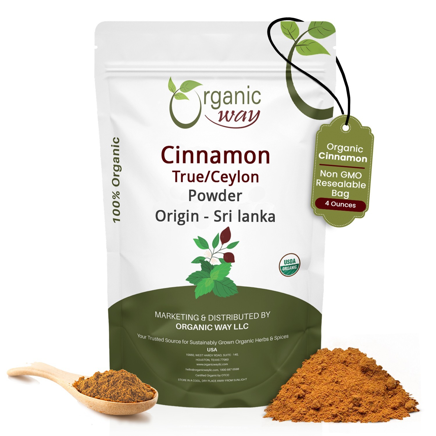 Organic Way True Ceylon Cinnamon Powder - Organic, Kosher & USDA Certified gallery