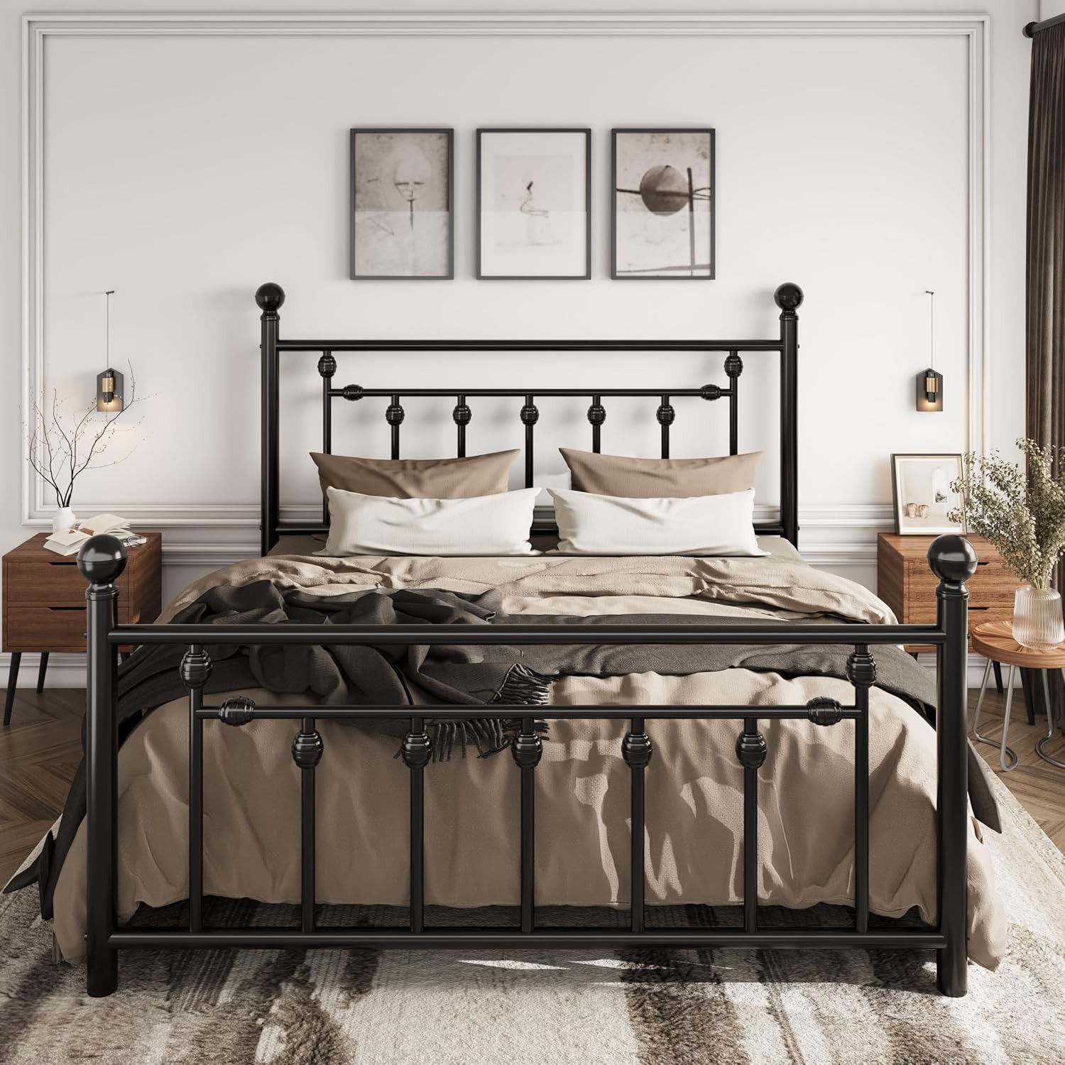 SHA CERLIN 14 Queen Size Metal Platform Bed Victorian gallery