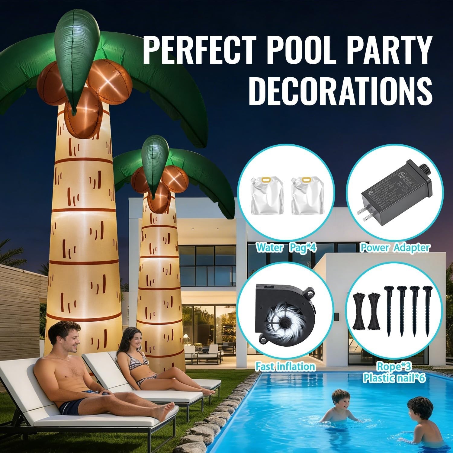 NEW 12FT Giant Summer Palm Tree Inflatable LED Yard Garden Porch Lawn Decor gallery