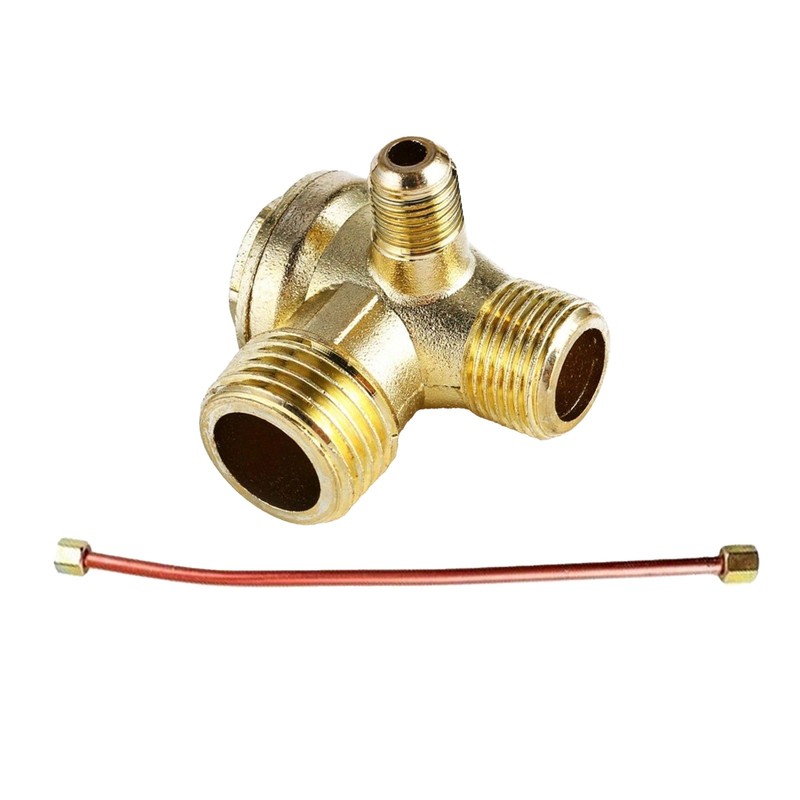 Central Pneumatic Air Compressor Check Valve 3-Port Brass 20mm/16mm/10mm-PartsJx gallery