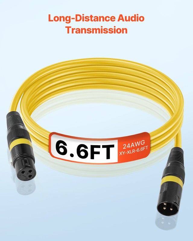 XLR Cable 6.5 ft, 10 Pack, Shielded Balanced DMX Male to Female Microphone Cable gallery