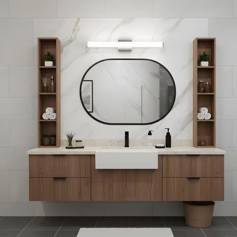 32. 7In. 1-Light Chrome LED Bathroom Vanity Light Strip with Dimmable 6000K Ligh gallery