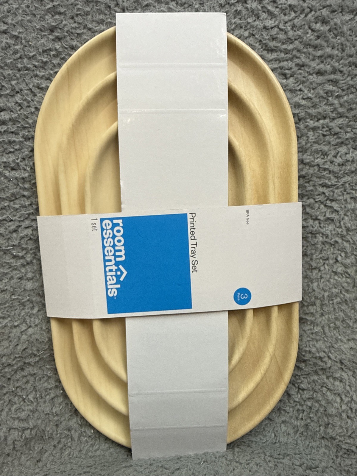 2x Room Essentials 3pk Melamine Trays with Wood Decal Natural Wood gallery