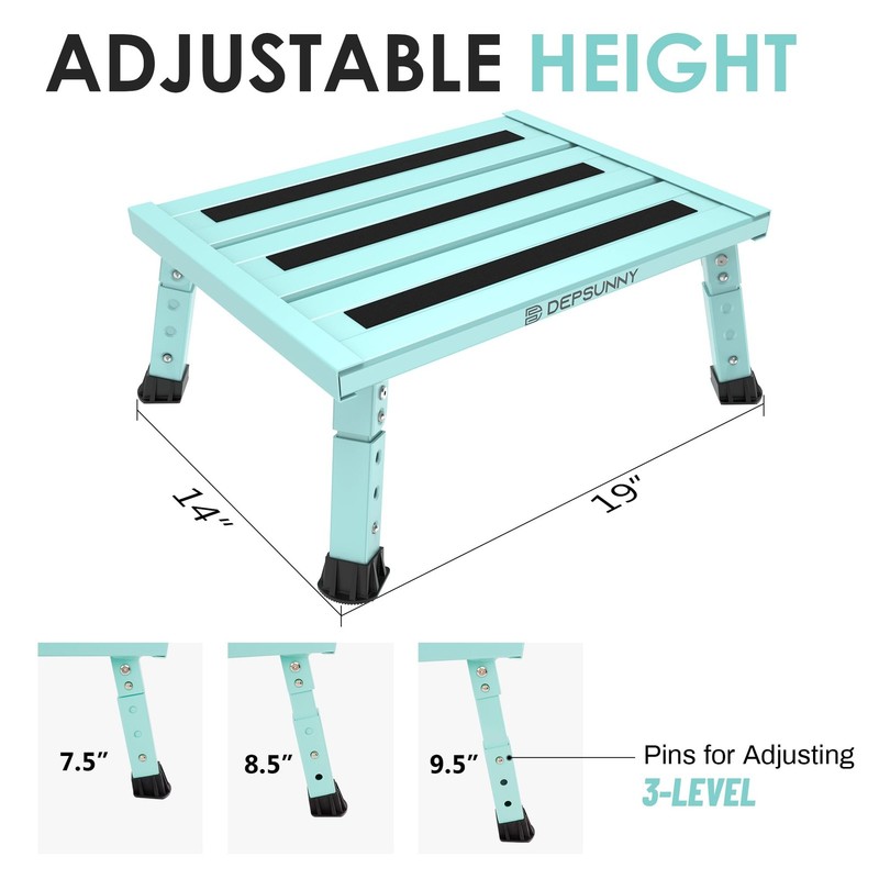 Multi-Purpose Adjustable Step Stool for RVs & Home - 1000 lb Capacity Foldable gallery