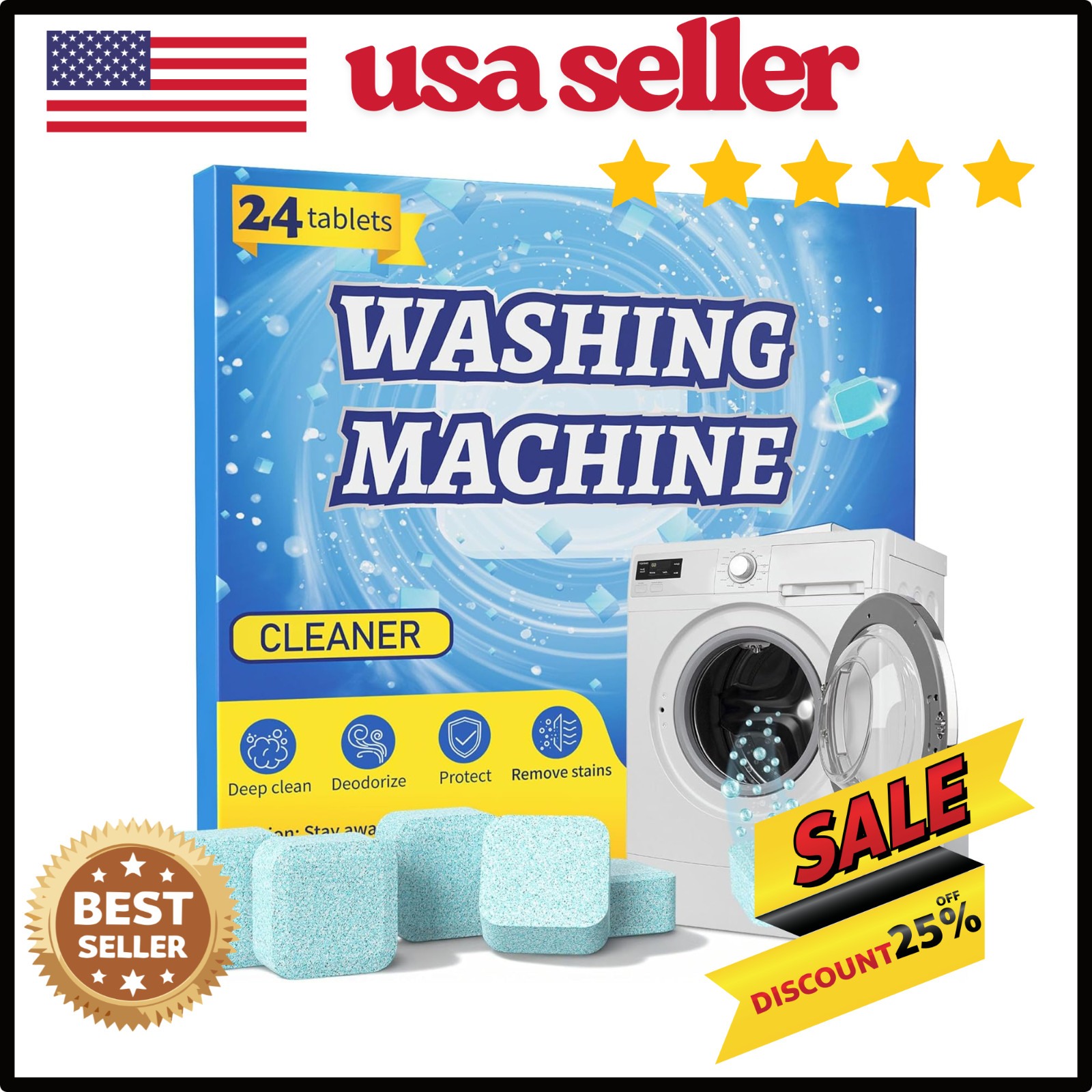 Uproot Clean Washing Machine Cleaner Tablets - 24 Pack for a 12 Month Supply. Fo gallery