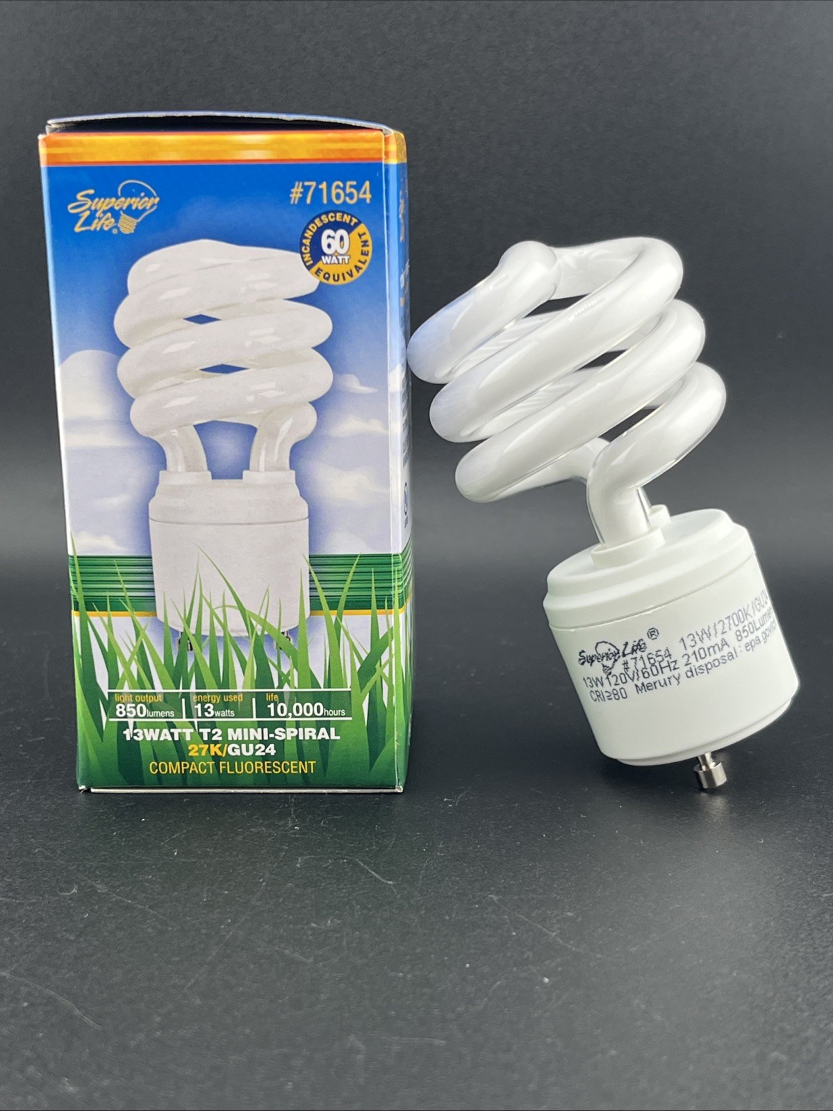 1 13W Bi Pin GU24 Base Mini Spiral CFL Light Bulb 2700k gallery