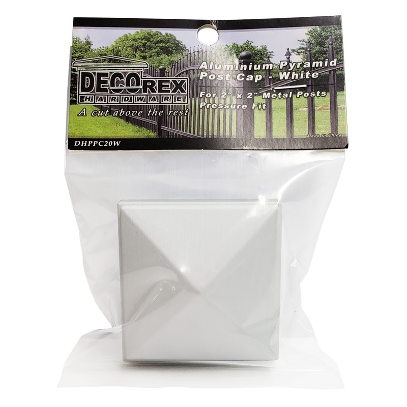 2" x 2" Decorex Hardware Aluminium Pyramid Post Cap for Metal Posts - White gallery