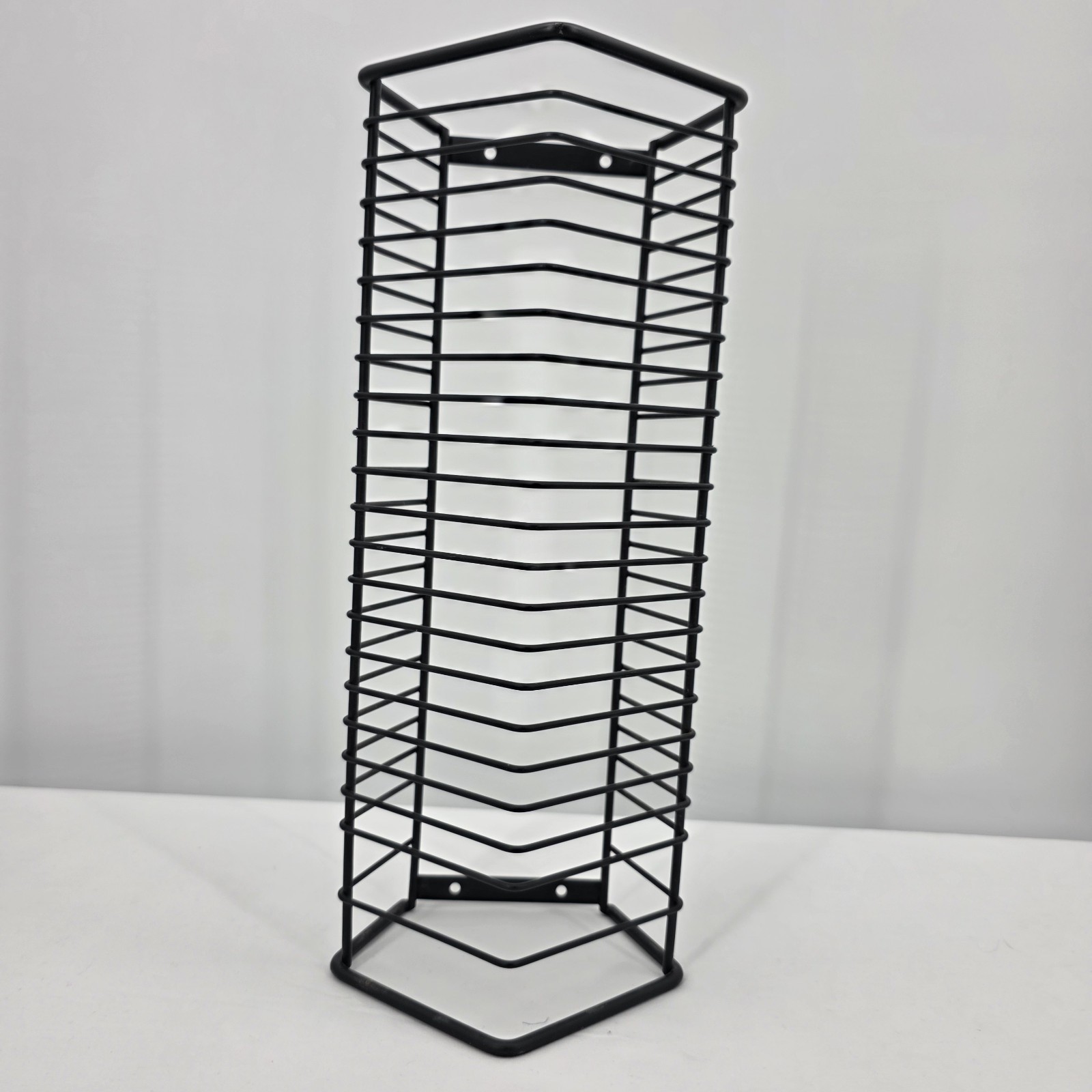 Vintage Black Metal Wire CD Tower Rack Holds 24 Discs Wall Mount or Tabletop gallery
