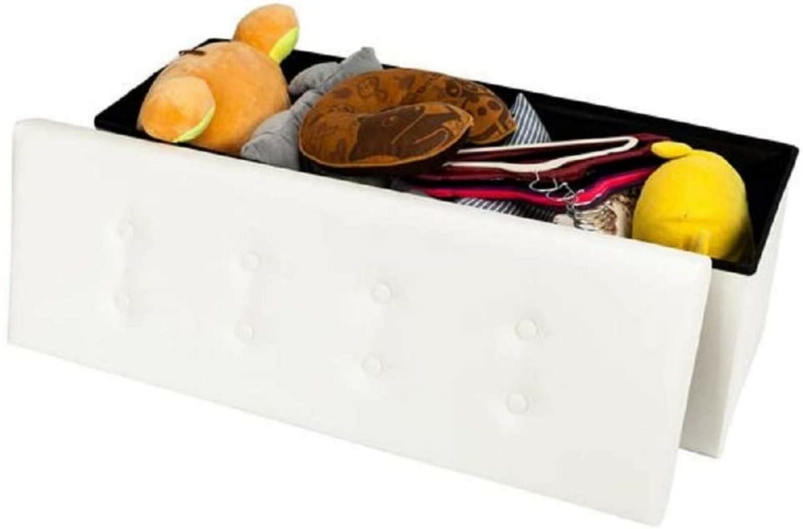 Faux Leather Folding Storage Ottoman Bench 43 inch - White gallery