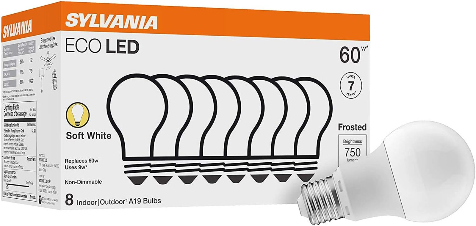 Sylvania ECO LED Light Bulb, A19 60W Equivalent, Efficient 9W, 7 Year, 750 Lumen gallery
