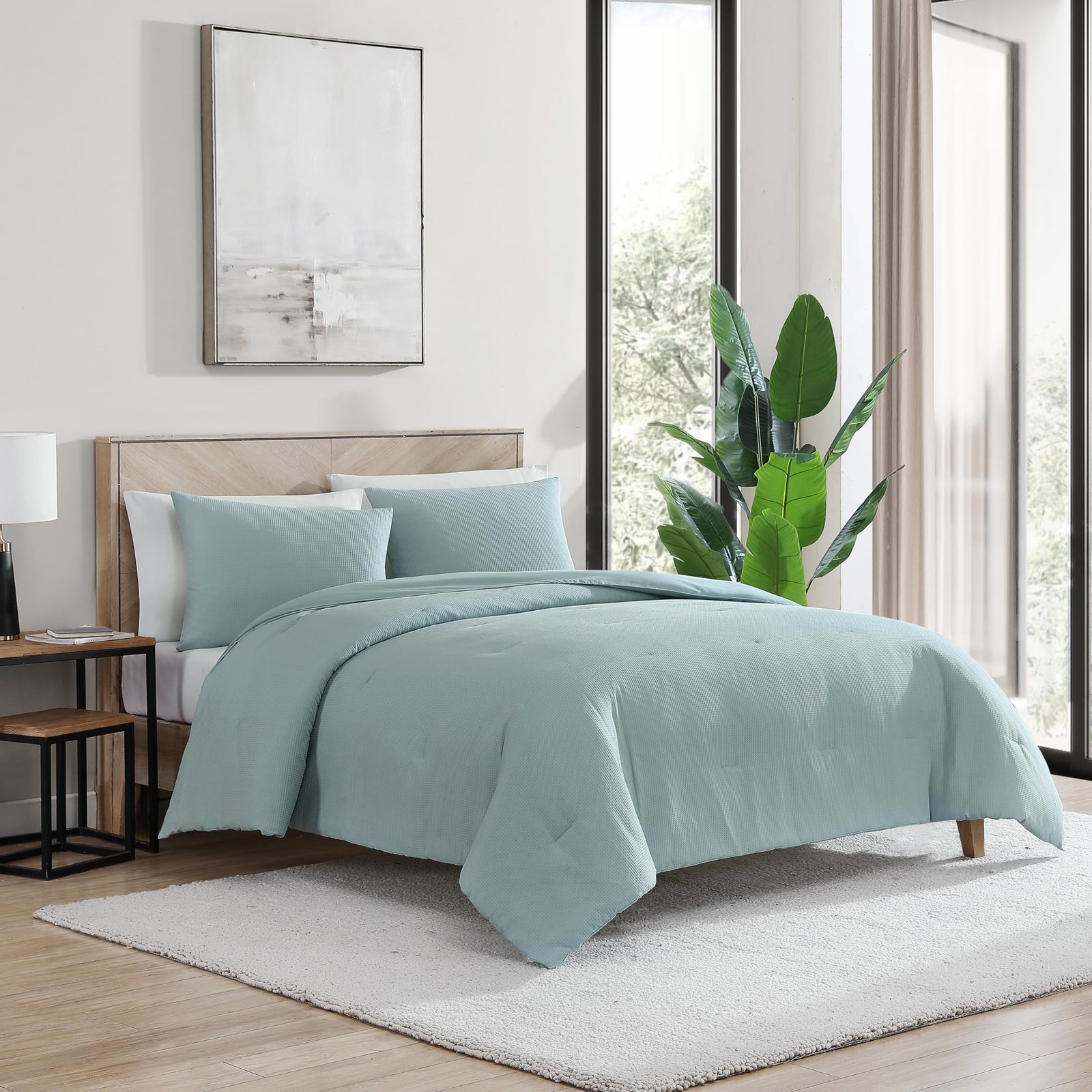 TRUE COMFORT WAFFLE COMFORTER SET FULL AQUA gallery