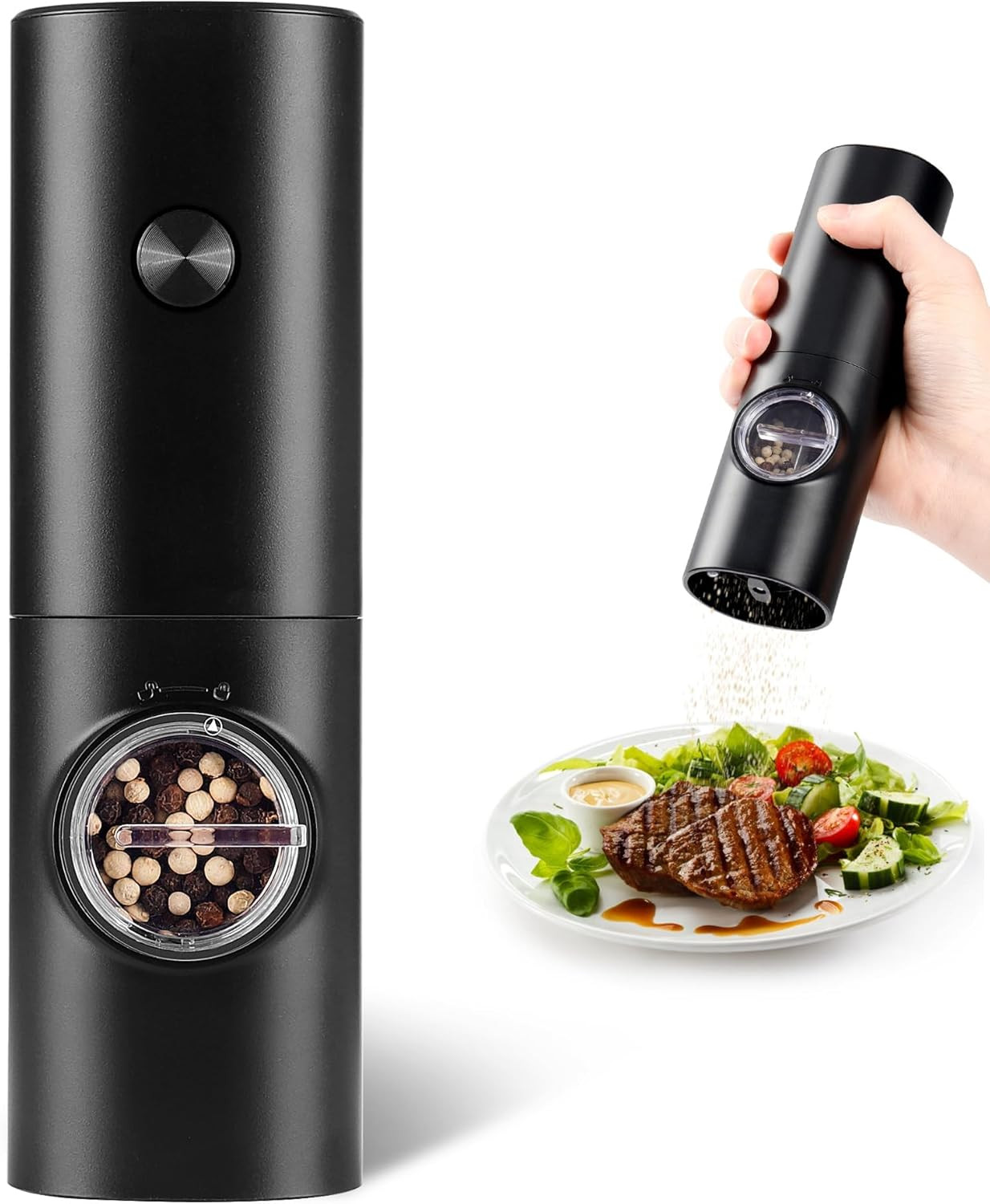 Electric Pepper Grinder or Salt Mill, Battery Powered Automatic Pepper Mill, Cer gallery