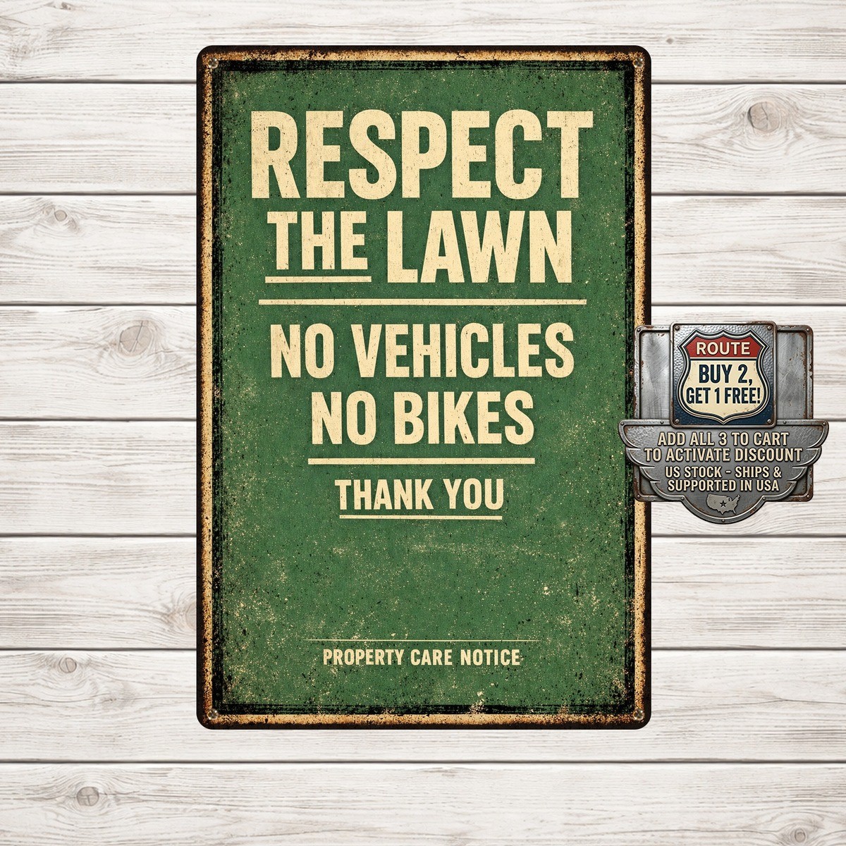 Keep Off Grass Lawn Warning Metal Sign Green Bold Typography Decor 8x12 gallery