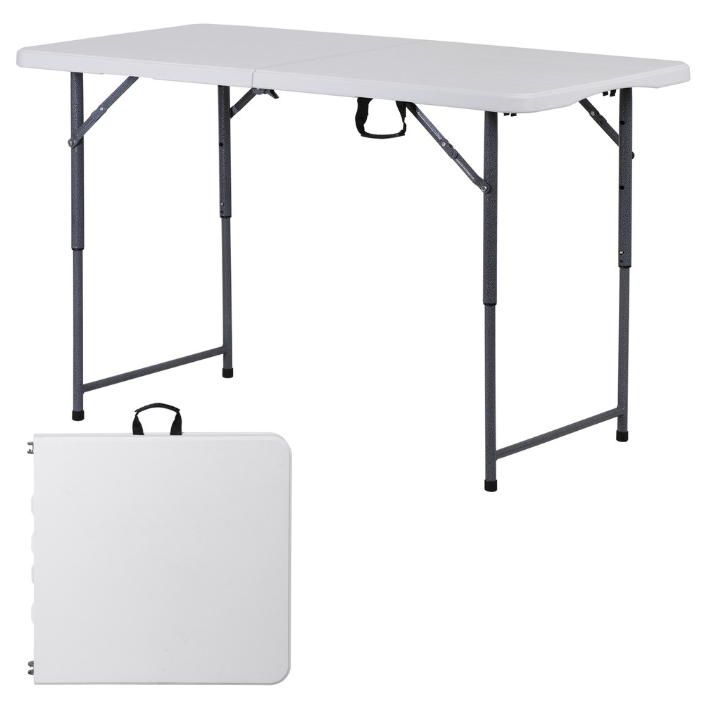 Folding Table 4' Portable Table Foldable Legs & Adjustable Height Utility Table