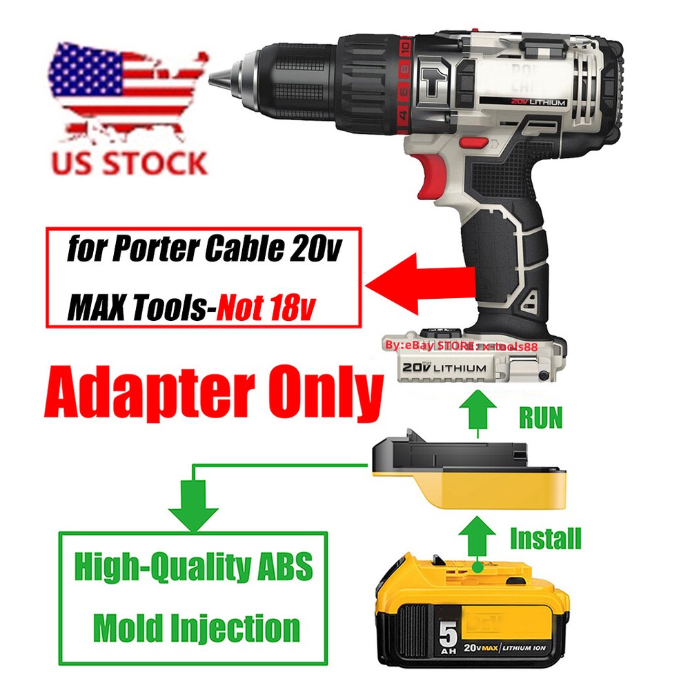 1x Adaptor fits DEWALT 20V MAX XR Battery To for PORTER CABLE 20V (NOT 18v) Tool