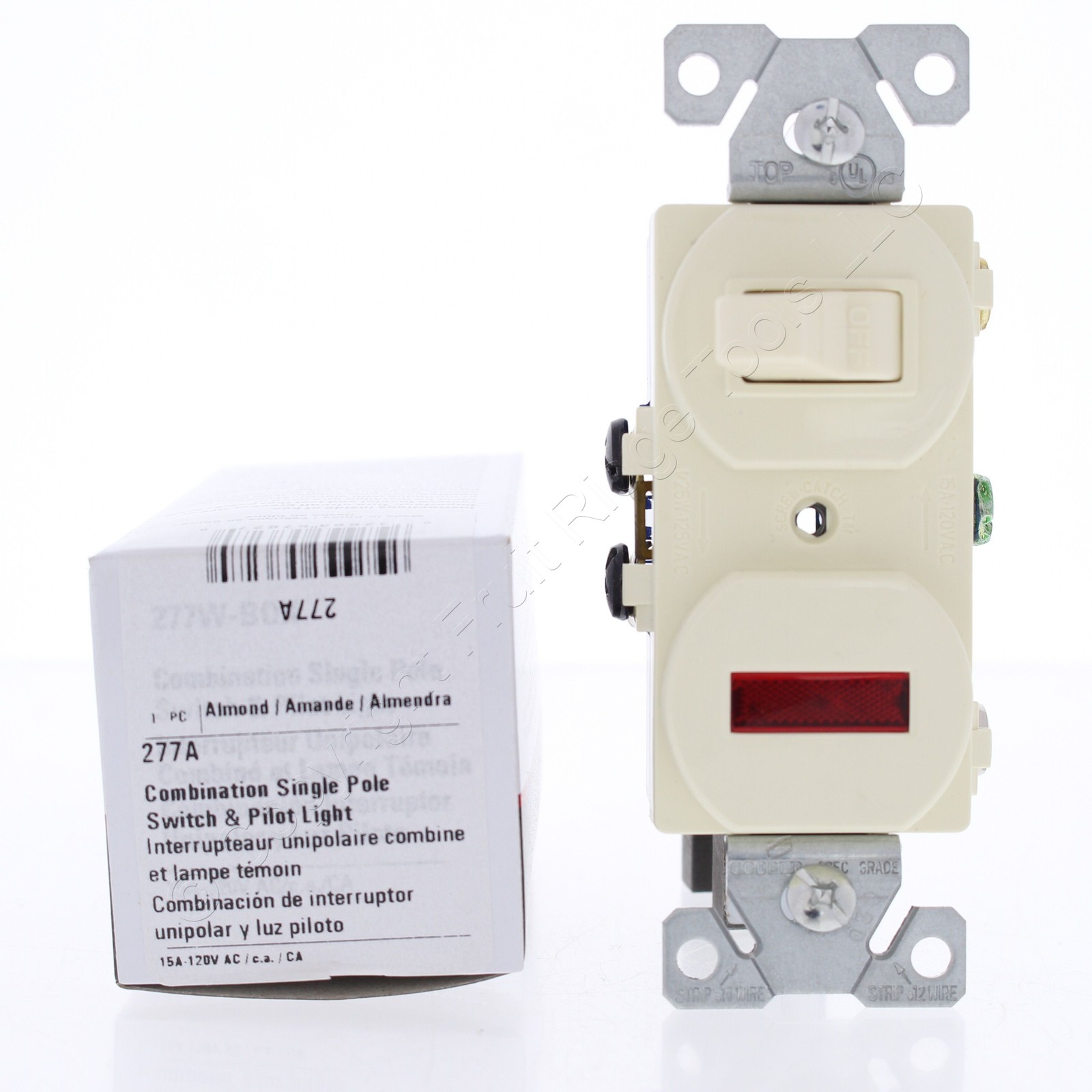 Cooper #277A Almond Pilot Light Toggle Wall Switch Single Pole Control 15A 120V gallery
