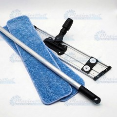 18” Microfiber Looped Flat Mop Set, 400GSM, Pro Grade, (1 Handle/1 Frame/2 Pads)
