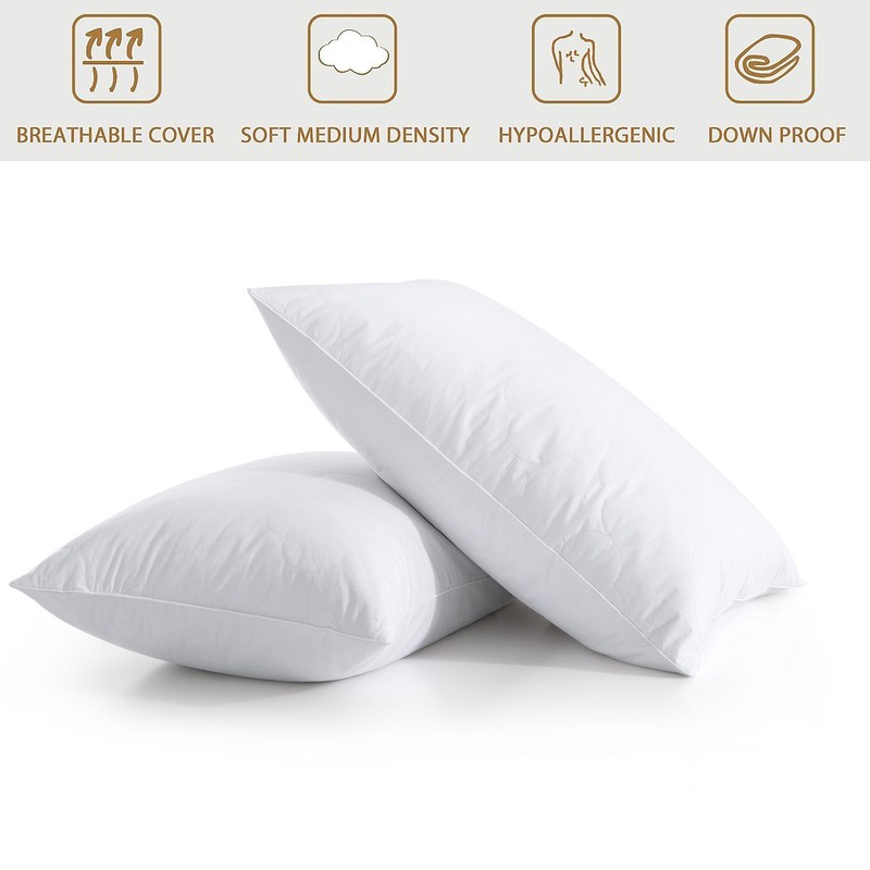 2 Pack Down Feather Blend Bed Pillows Cloud Quilted King Queen Size Pillow gallery
