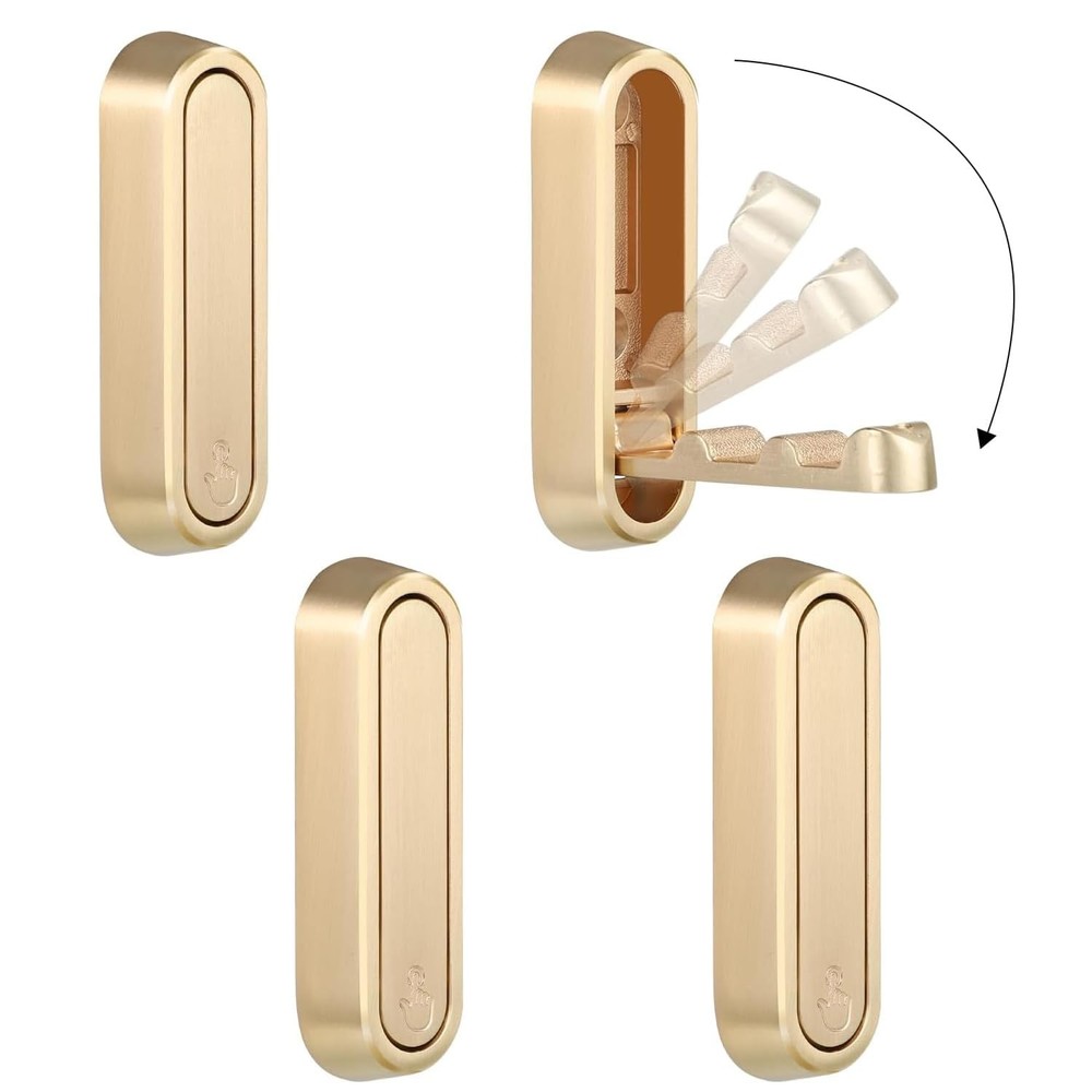 4 PCS Gold Foldable Wall Hooks Folding Coat Towel Backpack Utility Hooks