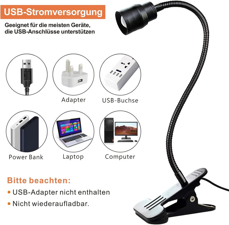 Zoomable LED Reading Lights For Bed Headboard Clip On Spotlight Lamp For gallery