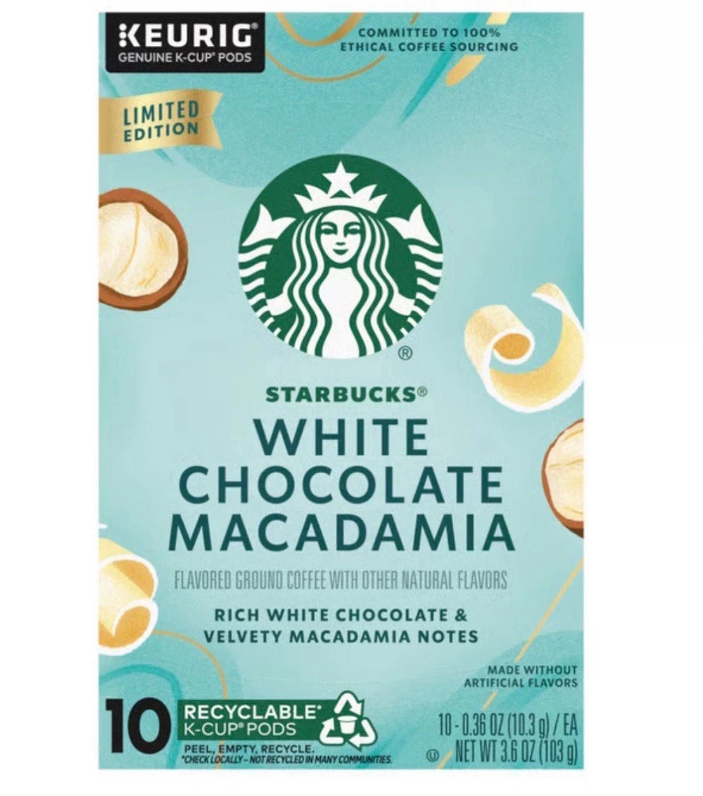 Starbucks Limited Edition WHITE CHOCOLATE MACADAMIA Coffee K-Cup 10 ct BB 11/26 gallery