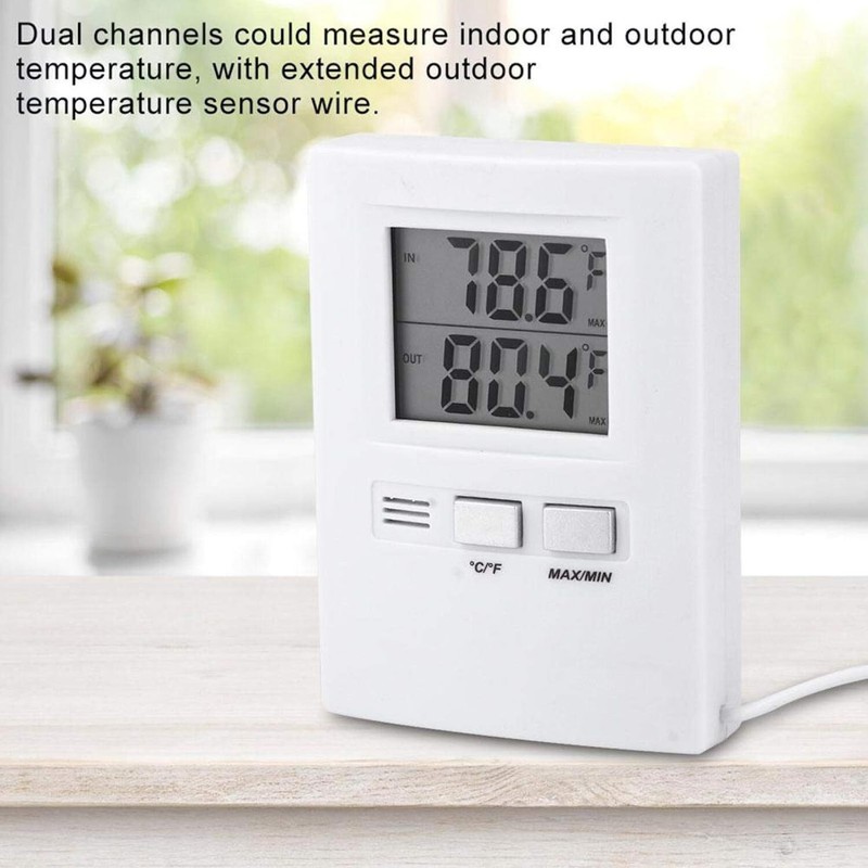 Digital Wired Thermometer With Large Lcd Display Indoor Outdoor Temperature M... gallery