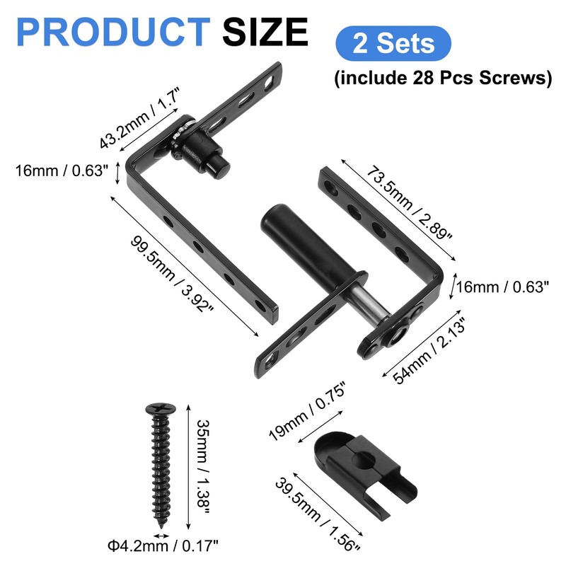 2Set Saloon Door Hinges, Double Swinging Door Hinge 33lbs for 22mm Plate, Black gallery