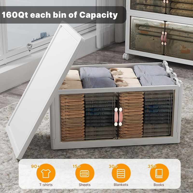 Extra Large Stackable Storage Bins with Lids & Wheels & Door, 480Qt-160Qt/40Gal* gallery