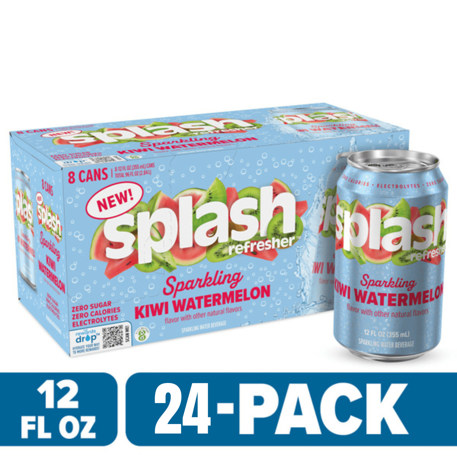SPLASH Refresher Kiwi Watermelon Sparkling Water 12oz Cans 24 Pack gallery