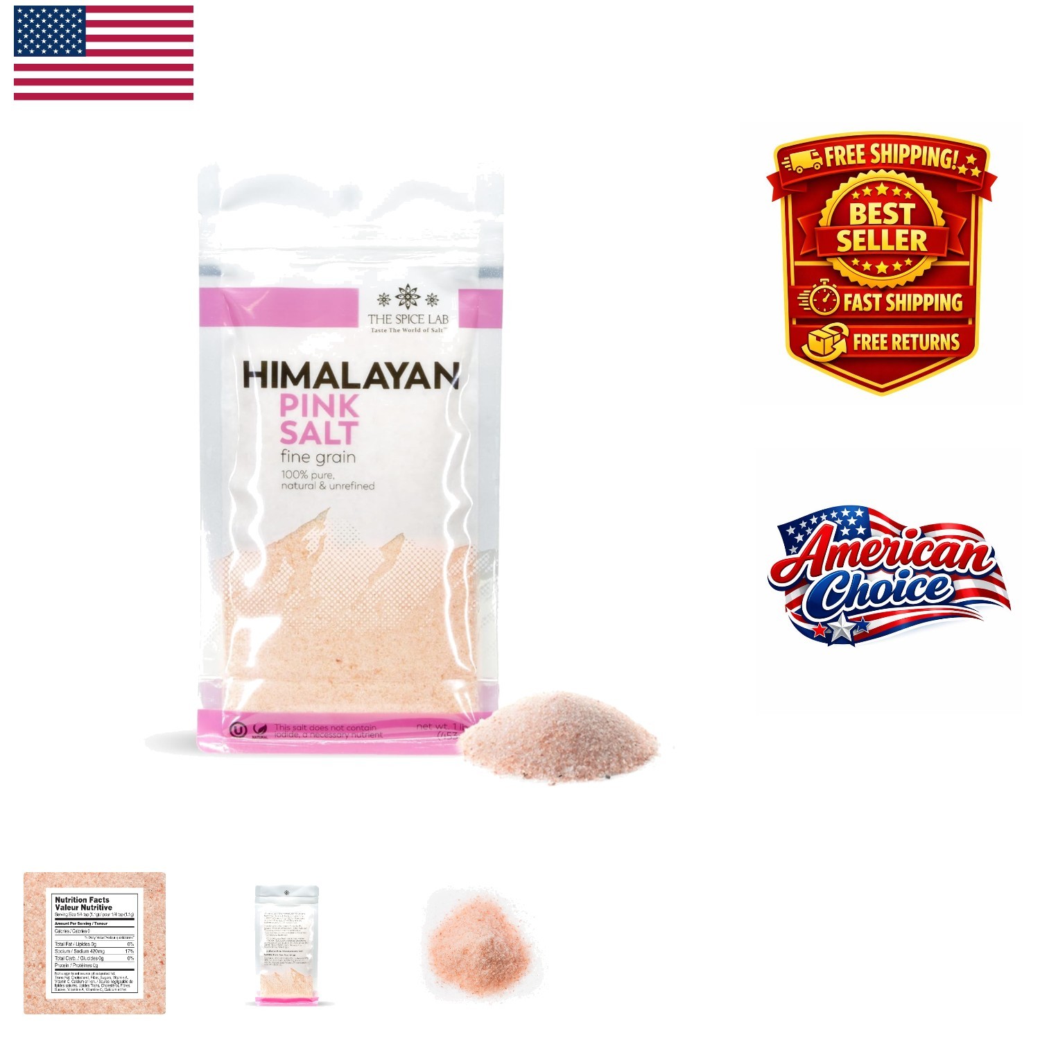 Pure Himalayan Pink Salt - 1 lb Kosher Cooking Salt with 84 Trace Minerals gallery