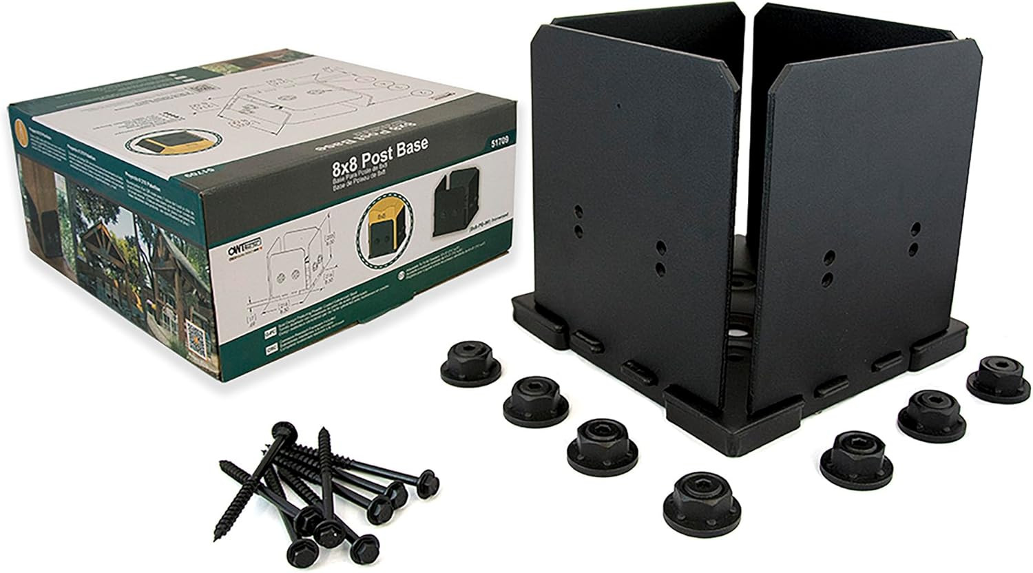 Ozco Ironwood 8X8 Post Base Kit, Includes 1 Post Base Plate, 4 Decorative Plates gallery