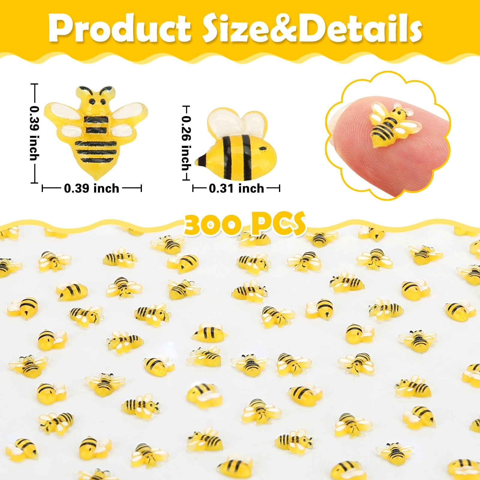 300 Pcs Mini Resin Bees Decor for Crafts, Cute Tiny Bee Animals Figurines for... gallery