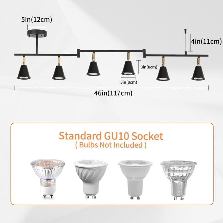 KEESFU 46 in 6-Light Black Pendant Head Integrated LED Corded Electric Flexible gallery