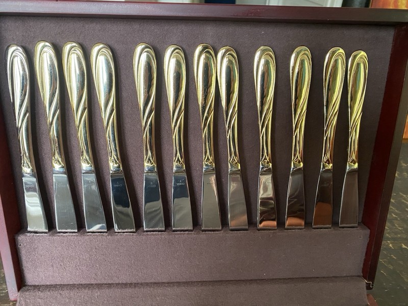 Farberware BREEZE GOLD Pattern Gold Electroplate 62 PC Flatware Set w/ Box gallery