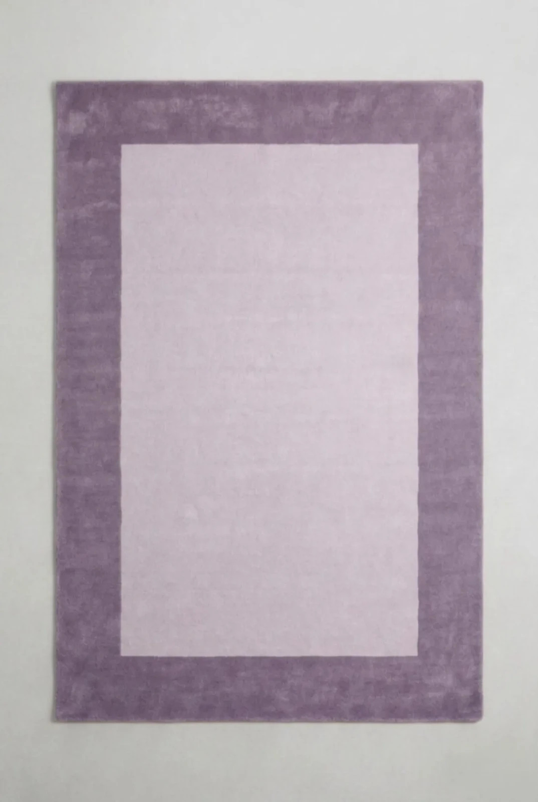 Soft Luxury Lavender Purple Border Rug, Modern Minimalist Area Rug, Handmade gallery