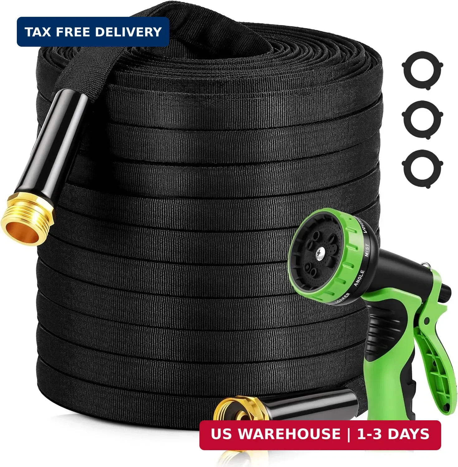 100FT Non-Expandable Garden Hose Lightweight Flexible Water Hose With Sprayer No gallery